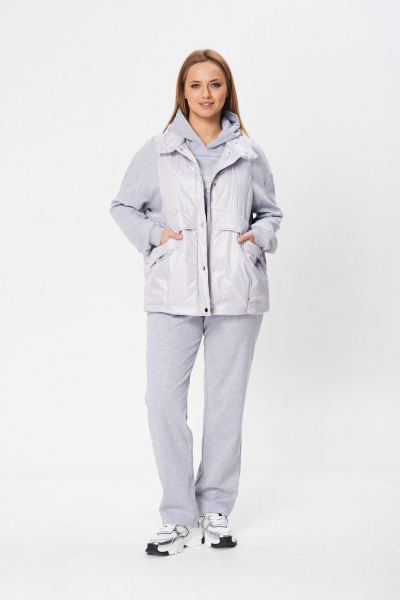 Комплект спорт-шик из костюма с жилеткой и брюками Диомант 2025 серый - фото 1