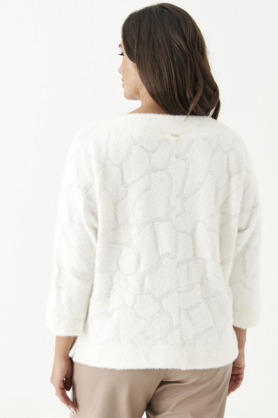 Демисезонный джемпер из трикотажа с коротким рукавом Панда 201140w молочный - фото 5