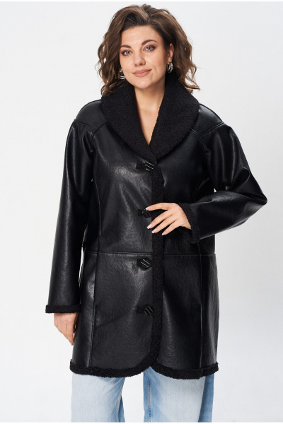 Черная куртка свободного кроя из экомеха и экокожи Celentano 2086.2 черный - фото 2