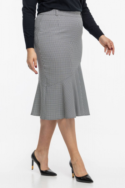 Демисезонная юбка из текстиля с расширением и ярким узором Avila 0989 черно-белый - фото 6