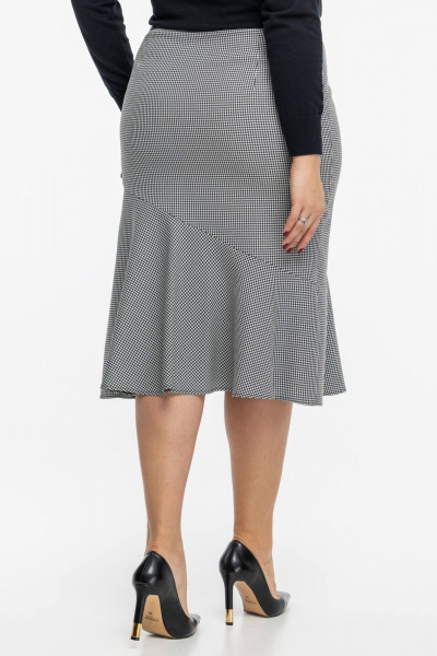 Демисезонная юбка из текстиля с расширением и ярким узором Avila 0989 черно-белый - фото 7