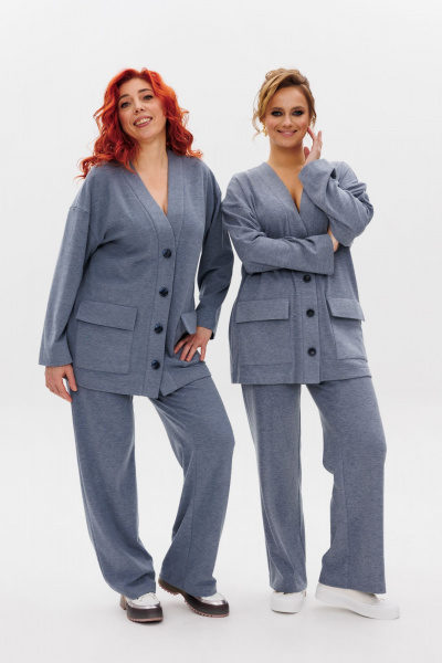 Голубой костюм из трикотажа с накладными карманами Mubliz 122 - фото 3
