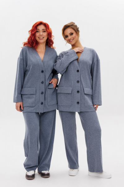 Голубой костюм из трикотажа с накладными карманами Mubliz 122 - фото 2