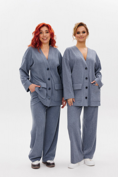 Голубой костюм из трикотажа с накладными карманами Mubliz 122 - фото 1