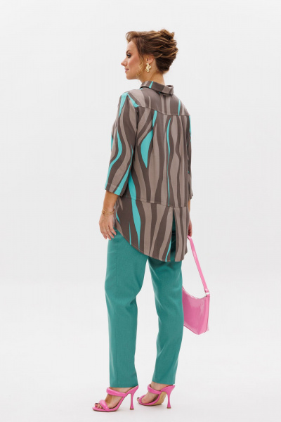 Летний комплект блуза и брюки из льна с принтом Mubliz 177 - фото 10