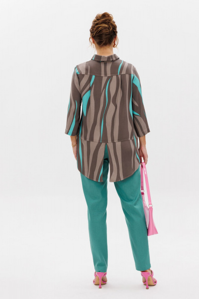 Летний комплект блуза и брюки из льна с принтом Mubliz 177 - фото 2