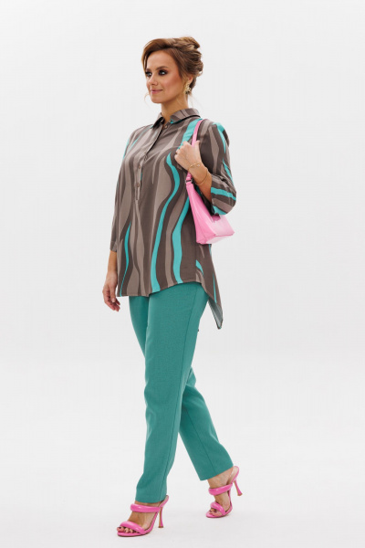 Летний комплект блуза и брюки из льна с принтом Mubliz 177 - фото 9