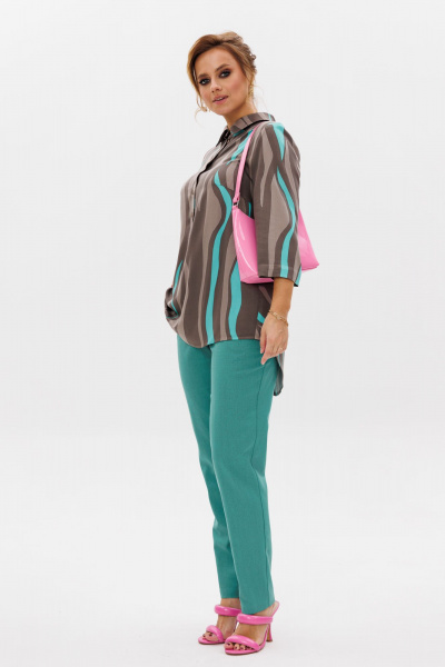 Летний комплект блуза и брюки из льна с принтом Mubliz 177 - фото 8