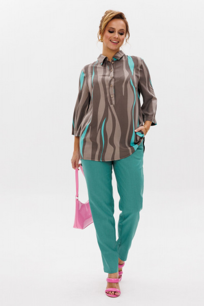 Летний комплект блуза и брюки из льна с принтом Mubliz 177 - фото 6