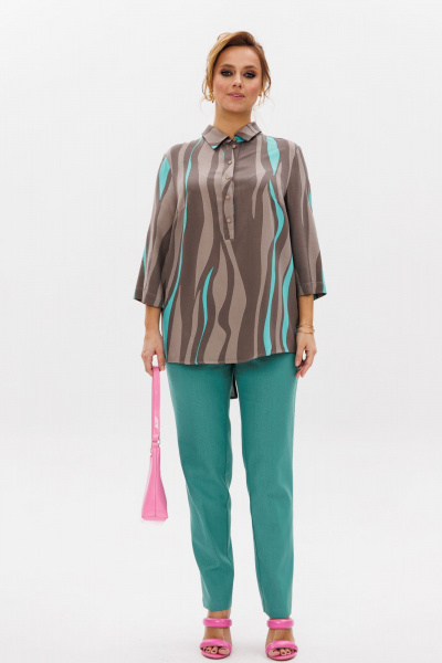 Летний комплект блуза и брюки из льна с принтом Mubliz 177 - фото 3