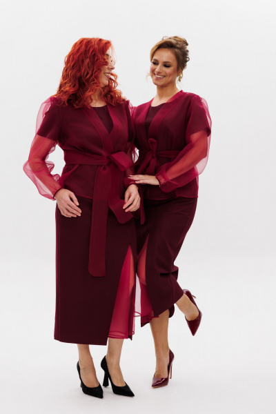 Блуза и платье красного цвета из органзы и текстиля Mubliz 233 - фото 2