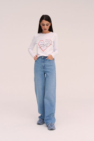 Летний трикотажный белый джемпер в стиле на каждый день BURVIN 9723-78 - фото 1