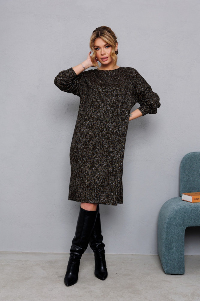 Платье демисезонное трикотажное без подкладки AMORI 9832 рыжая_точка - фото 2