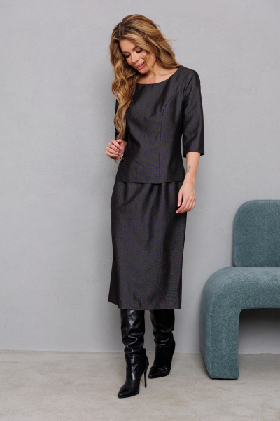 Платье демисезонное текстильное на пуговицах и подкладкой AMORI 9839 графит - фото 2