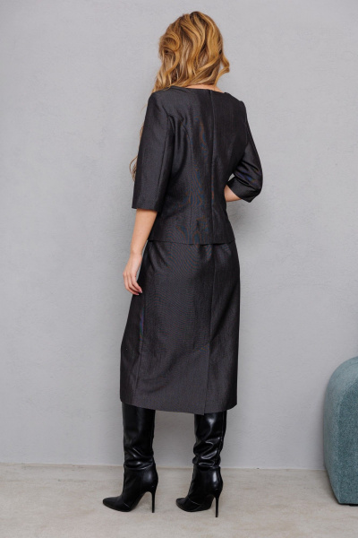 Платье демисезонное текстильное на пуговицах и подкладкой AMORI 9839 графит - фото 3