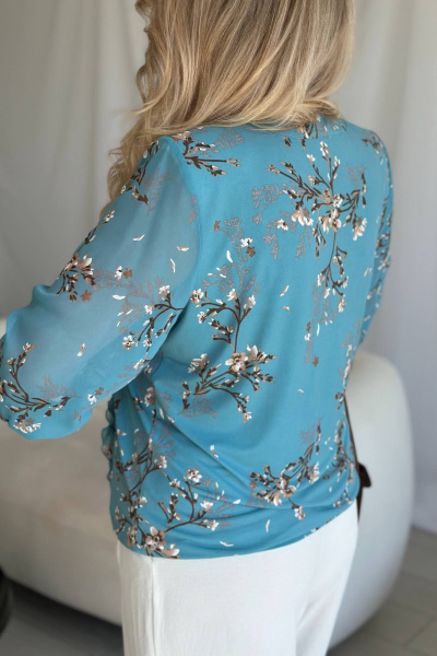Блуза женская прямая из трикотажа для праздников и офиса LindaLux 483 голубая_сакура - фото 6