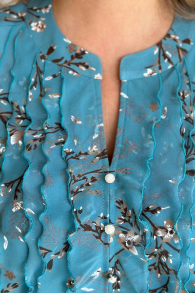 Блуза женская прямая из трикотажа для праздников и офиса LindaLux 483 голубая_сакура - фото 4