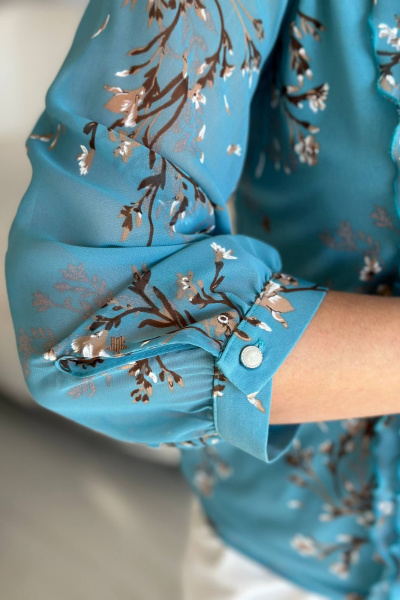 Блуза женская прямая из трикотажа для праздников и офиса LindaLux 483 голубая_сакура - фото 3