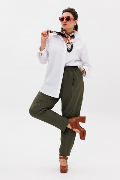 Зеленые брюки до щиколотки с заутюженными стрелками и карманами Anelli 1384 кипарисовый - фото 8