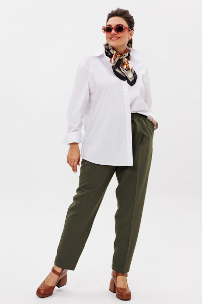 Зеленые брюки до щиколотки с заутюженными стрелками и карманами Anelli 1384 кипарисовый - фото 4