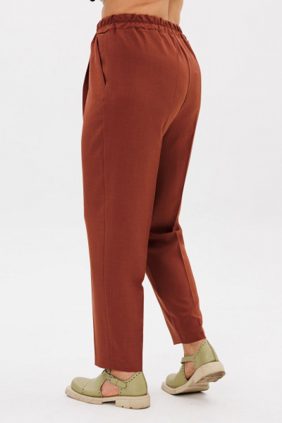 Коричневые брюки палаццо со стрелкой и практичными деталями Anelli 1384 жженая_охра - фото 5