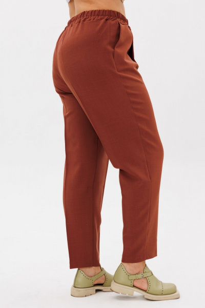 Коричневые брюки палаццо со стрелкой и практичными деталями Anelli 1384 жженая_охра - фото 3