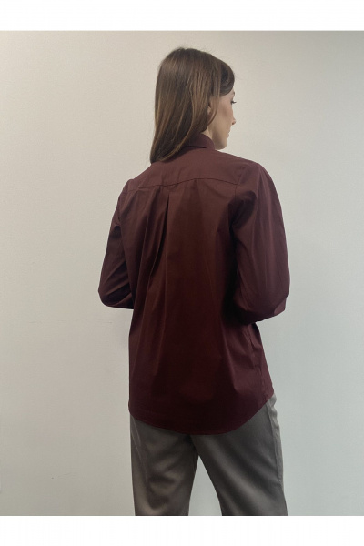 Красная блузка-рубашка оверсайз с пуговицами с жемчугом DOV 2 бургунди - фото 4