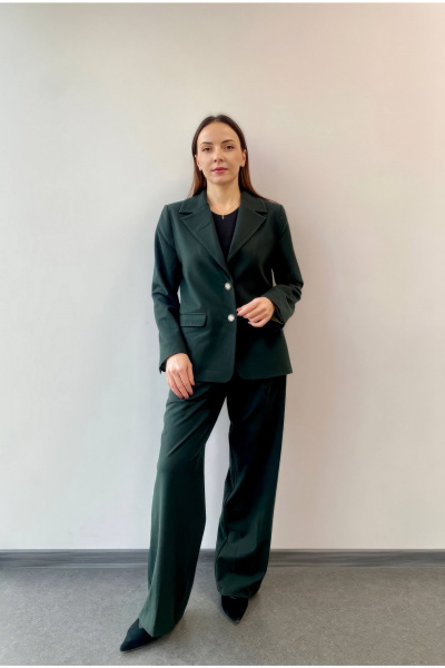 Зеленый костюм с брюками палаццо и жакетом для делового стиля DOV 3 темно-зелёный - фото 1