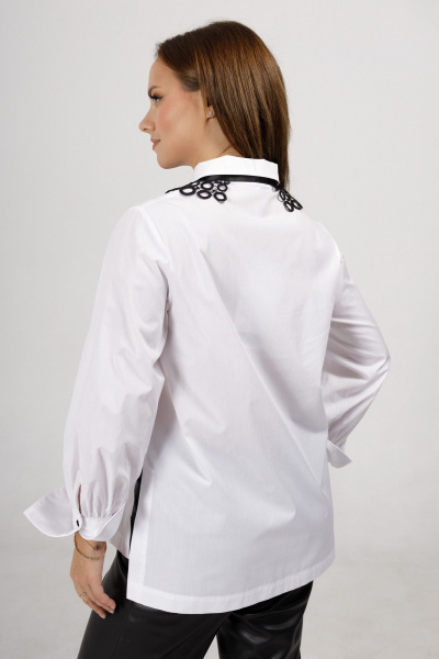 Хлопковая блузка с вышивкой и отложным воротником Condra 16250 белый - фото 4