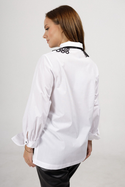 Хлопковая блузка с вышивкой и отложным воротником Condra 16250 белый - фото 3