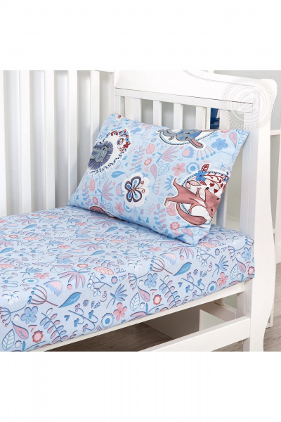 Комплект постельного белья из хлопка с наволочкой  голубой АРТПОСТЕЛЬ 922 лучик - фото 4