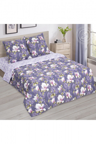 Постельный комплект из бязи с наволочками фиолетовый на Евро АРТПОСТЕЛЬ 509 романс - фото 1
