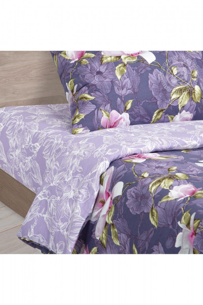 Постельный комплект из бязи с наволочками фиолетовый на Евро АРТПОСТЕЛЬ 509 романс - фото 3