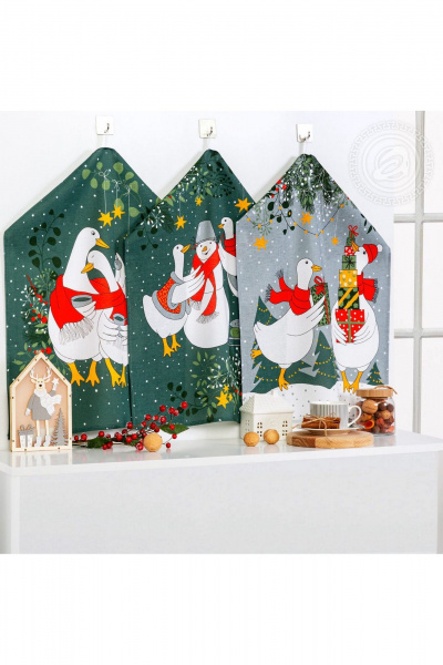 Комплект кухонных полотенец из хлопка и рогожки АРТПОСТЕЛЬ НЗ_ПКР45.60 почудим - фото 1