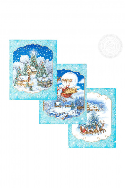 Кухонное полотенце из хлопка, 45x60 см, 3 шт, голубой АРТПОСТЕЛЬ НЗ_ПКР45.60 санта - фото 1