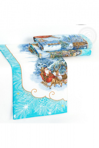 Кухонное полотенце из хлопка, 45x60 см, 3 шт, голубой АРТПОСТЕЛЬ НЗ_ПКР45.60 санта - фото 7