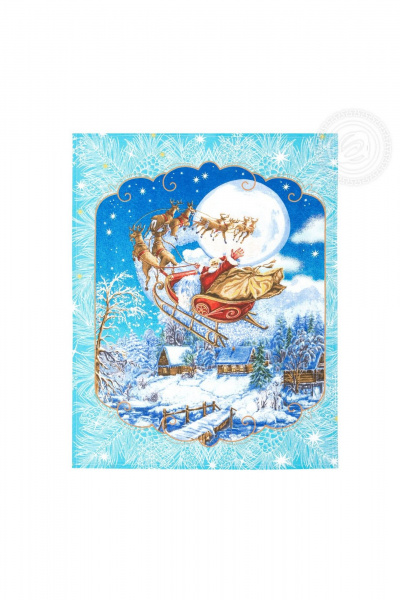 Кухонное полотенце из хлопка, 45x60 см, 3 шт, голубой АРТПОСТЕЛЬ НЗ_ПКР45.60 санта - фото 2