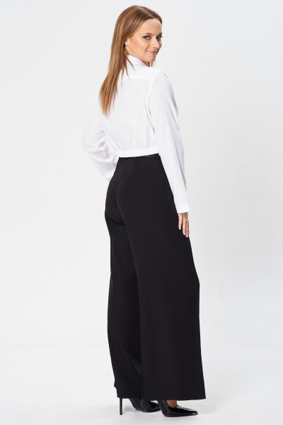 Укороченная белая блузка из хлопка с присборенным низом, демисезон Your size 2245 - фото 4