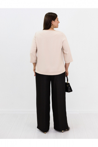 Бежевая кружевная блузка с воротником и вырезом, на каждый день Ollsy 02109 - фото 7