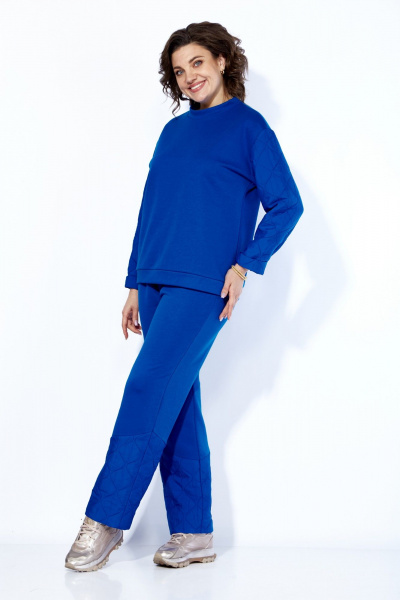 Комплект из брюк, джемпера и жилета из футера и стежки, демисезон Anastasia 1193 индиго - фото 12