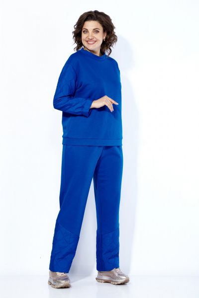 Комплект из брюк, джемпера и жилета из футера и стежки, демисезон Anastasia 1193 индиго - фото 11