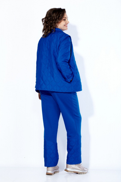 Комплект из брюк, джемпера и жилета из футера и стежки, демисезон Anastasia 1193 индиго - фото 9