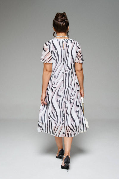 Нарядный белый жакет с платьем из шифона, на каждый день Beautiful&Free 6272 молочный - фото 9