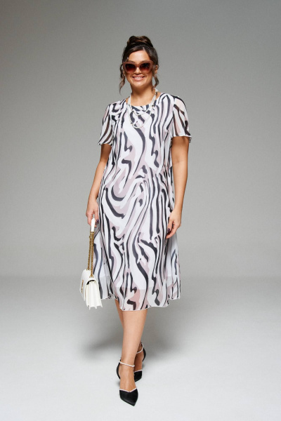 Нарядный белый жакет с платьем из шифона, на каждый день Beautiful&Free 6272 молочный - фото 7