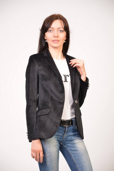 Жакет приталенный из велюра с лацканами для повседневного стиля Domna 8409(170) - фото 4