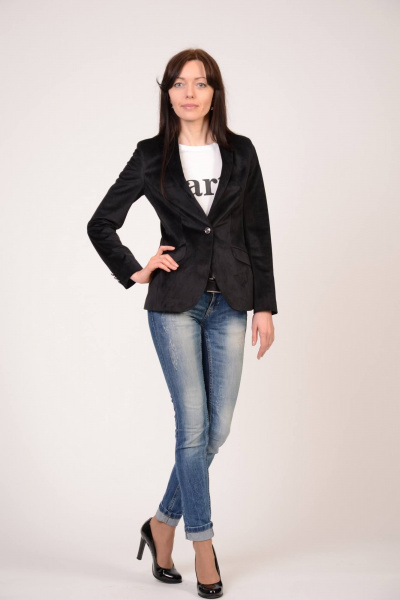 Жакет приталенный из велюра с лацканами для повседневного стиля Domna 8409(170) - фото 1