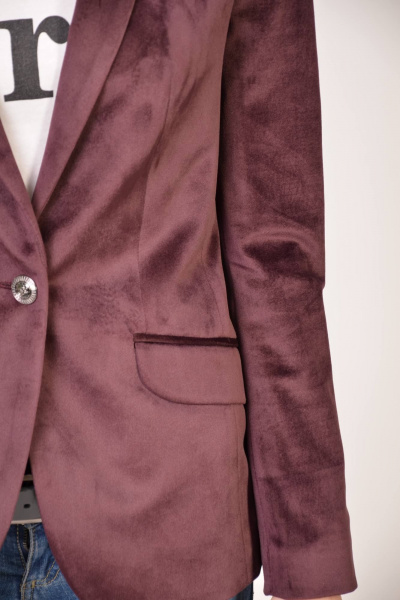 Жакет из велюра красный приталенный для ежедневных образов Domna 8411(170) - фото 6