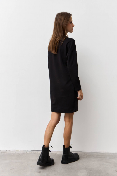 Трикотажное платье из двунитки с центральным кантом Luitui R1093 черный - фото 4