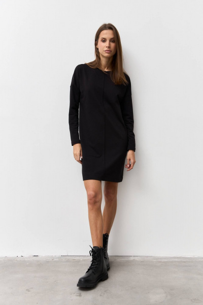 Трикотажное платье из двунитки с центральным кантом Luitui R1093 черный - фото 2