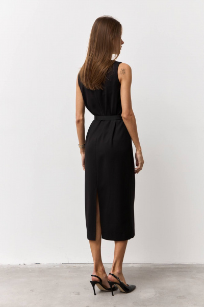 Костюмное платье из текстиля без подкладки и карманов Luitui R1094 черный - фото 4